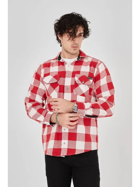 Erkek Oduncu Gömlek – Uzun Kollu, Şardonlu Kumaş, Kareli Desen, Regular Fit, Manşetli, Çift Cepli, Rahat Günlük Bahar & Kış Stil - Pembe Erkek Oduncu Gömlek – Uzun Kollu, Şardonlu Kumaş, Kareli Desen, Regular Fit, Manşetli, Çift Cepli, Rahat Günlük Bahar & Kış Stil - Pembe