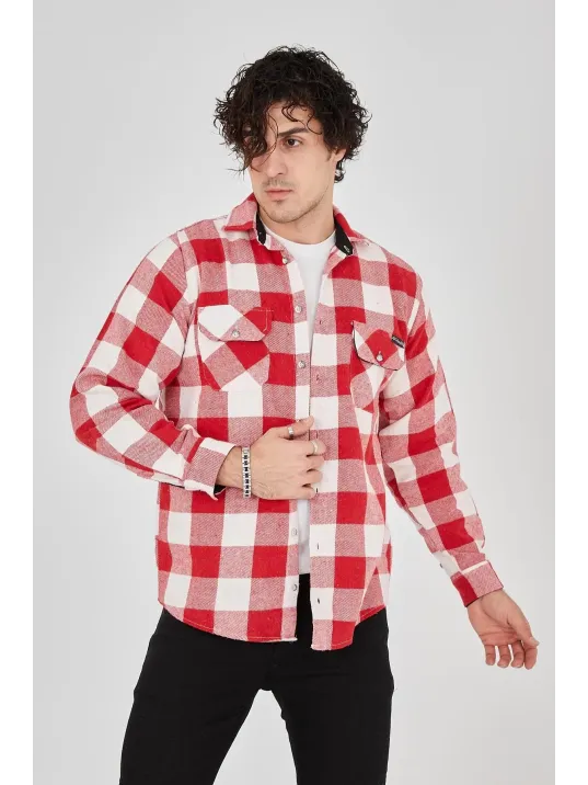 Erkek Oduncu Gömlek – Uzun Kollu, Şardonlu Kumaş, Kareli Desen, Regular Fit, Manşetli, Çift Cepli, Rahat Günlük Bahar & Kış Stil - Pembe Erkek Oduncu Gömlek – Uzun Kollu, Şardonlu Kumaş, Kareli Desen, Regular Fit, Manşetli, Çift Cepli, Rahat Günlük Bahar & Kış Stil - Pembe