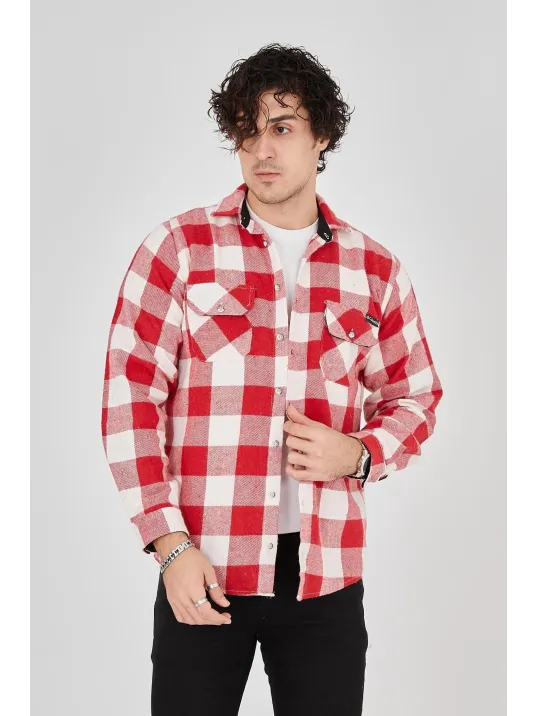 Erkek Oduncu Gömlek – Uzun Kollu, Şardonlu Kumaş, Kareli Desen, Regular Fit, Manşetli, Çift Cepli, Rahat Günlük Bahar & Kış Stil - Pembe Erkek Oduncu Gömlek – Uzun Kollu, Şardonlu Kumaş, Kareli Desen, Regular Fit, Manşetli, Çift Cepli, Rahat Günlük Bahar & Kış Stil - Pembe