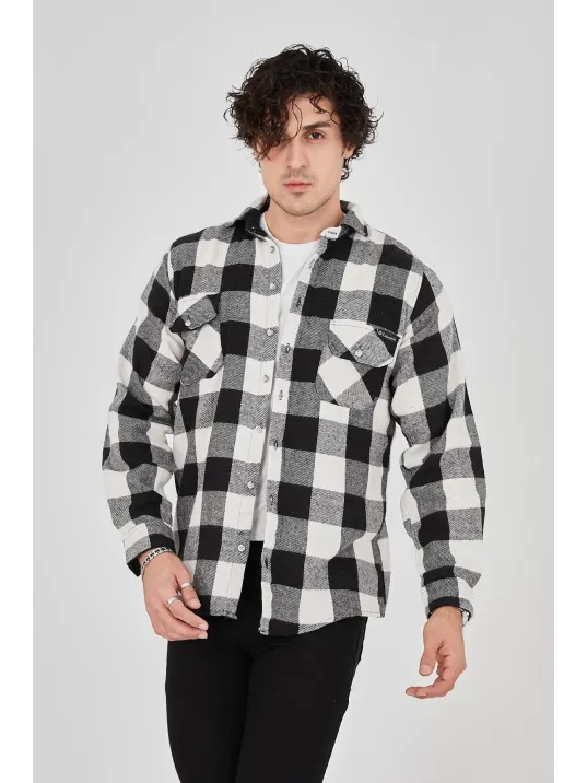 Erkek Oduncu Gömlek – Uzun Kollu, Şardonlu Kumaş, Kareli Desen, Regular Fit, Manşetli, Çift Cepli, Rahat Günlük Bahar & Kış Stil - Siyah Erkek Oduncu Gömlek – Uzun Kollu, Şardonlu Kumaş, Kareli Desen, Regular Fit, Manşetli, Çift Cepli, Rahat Günlük Bahar & Kış Stil - Siyah