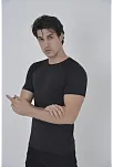 Erkek Omuz Fileli Slim Fit T-shirt - Siyah