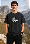 Erkek Outdoor Pusula Dağ Baskılı Kısa Kollu Oversize T-shirt - Siyah Erkek Outdoor Pusula Dağ Baskılı Kısa Kollu Oversize T-shirt - Siyah