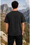 Erkek Outdoor Pusula Dağ Baskılı Kısa Kollu Oversize T-shirt - Siyah Erkek Outdoor Pusula Dağ Baskılı Kısa Kollu Oversize T-shirt - Siyah