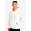 Erkek Ovarsize Kapüşonlu Swetshirt Kanguru Çepli Cıtcıtlı 3 iplik Şardonlu Hoodie - Beyaz