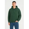 Erkek Ovarsize Kapüşonlu Swetshirt Kanguru Çepli Cıtcıtlı 3 iplik Şardonlu Hoodie - Haki