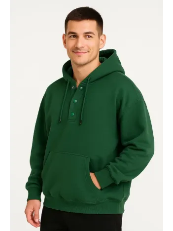 Erkek Ovarsize Kapüşonlu Swetshirt Kanguru Çepli Cıtcıtlı 3 iplik Şardonlu Hoodie - Haki Erkek Ovarsize Kapüşonlu Swetshirt Kanguru Çepli Cıtcıtlı 3 iplik Şardonlu Hoodie - Haki
