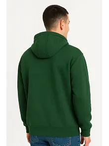 Erkek Ovarsize Kapüşonlu Swetshirt Kanguru Çepli Cıtcıtlı 3 İplik Şardonlu Hoodie - Haki