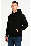 Erkek Ovarsize Kapüşonlu Swetshirt Kanguru Çepli Cıtcıtlı 3 İplik Şardonlu Hoodie - Siyah