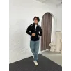 Erkek Oversize Dik Yaka Fermuarlı Sweatshirt - Zincir Nakışli Kanguru Cepli - Siyah Erkek Oversize Dik Yaka Fermuarlı Sweatshirt - Zincir Nakışli Kanguru Cepli - Siyah