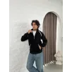 Erkek Oversize Dik Yaka Fermuarlı Sweatshirt - Zincir Nakışli Kanguru Cepli - Siyah Erkek Oversize Dik Yaka Fermuarlı Sweatshirt - Zincir Nakışli Kanguru Cepli - Siyah