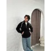 Erkek Oversize Dik Yaka Fermuarlı Sweatshirt - Zincir Nakışli Kanguru Cepli - Siyah Erkek Oversize Dik Yaka Fermuarlı Sweatshirt - Zincir Nakışli Kanguru Cepli - Siyah