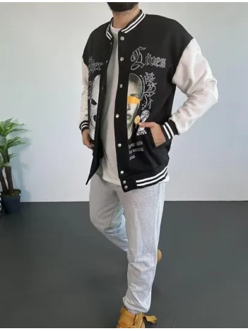 Erkek Oversize Kolej Ceket - Siyah Erkek Oversize Kolej Ceket - Siyah