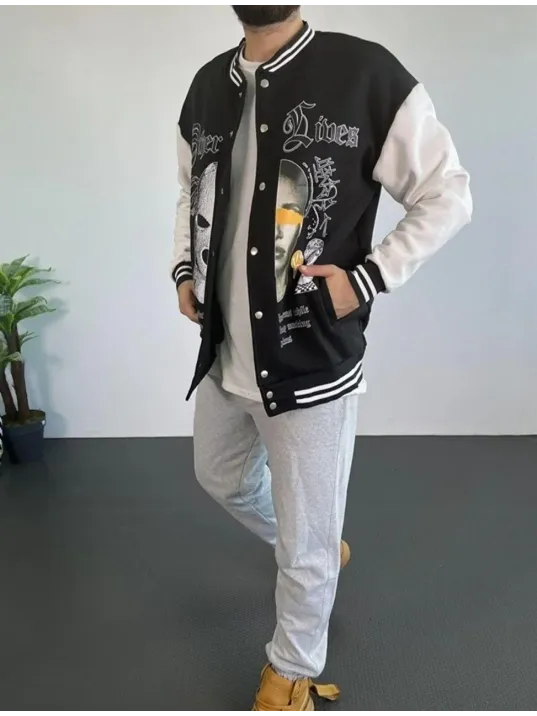 Erkek Oversize Kolej Ceket - Siyah Erkek Oversize Kolej Ceket - Siyah