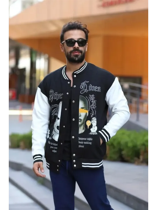 Erkek Oversize Kolej Ceket - Siyah Erkek Oversize Kolej Ceket - Siyah