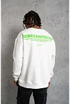 Erkek Oversize Sweatshirt – Beyaz Renk | Ön Ve Sırt Baskılı, Üç İplik İçi Pamuklu Kumaş, Rahat Kalıp, Ribanalı Kışlık Sweat | Winagain Polizei Serisi - Beyaz