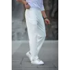 Erkek Paça Yırtmaçlı Burgu selanik dokulu Jogger Buggy Pantalon Rahat kalıp - Beyaz