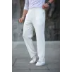 Erkek Paça Yırtmaçlı Burgu selanik dokulu Jogger Buggy Pantalon Rahat kalıp - Beyaz