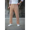 Erkek Paça Yırtmaçlı Burgu selanik dokulu Jogger Buggy Pantalon Rahat kalıp - Kahverengi