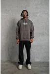 Erkek Paradise Baskılı Kapüşonlu Sweat - Gri