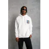 Erkek Patel Six Baskılı Kapüşonlu Sweat - Beyaz
