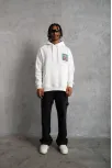 Erkek Patel Six Baskılı Kapüşonlu Sweat - Beyaz