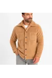 Erkek Pelüş Polar Hırka Gömlek – Yakalı, İlik Düğmeli, Göğüs Cepli, Yumuşak Dokulu Kışlık Regular Fit Rahat Günlük Model - Açık Kahve