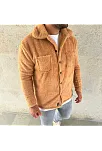 Erkek Pelüş Polar Hırka Gömlek – Yakalı, İlik Düğmeli, Göğüs Cepli, Yumuşak Dokulu Kışlık Regular Fit Rahat Günlük Model - Açık Kahve