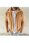 Erkek Pelüş Polar Hırka Gömlek – Yakalı, İlik Düğmeli, Göğüs Cepli, Yumuşak Dokulu Kışlık Regular Fit Rahat Günlük Model - Açık Kahve