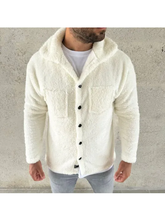 Erkek Pelüş Polar Hırka Gömlek – Yakalı, İlik Düğmeli, Göğüs Cepli, Yumuşak Dokulu Kışlık Regular Fit Rahat Günlük Model - Beyaz Erkek Pelüş Polar Hırka Gömlek – Yakalı, İlik Düğmeli, Göğüs Cepli, Yumuşak Dokulu Kışlık Regular Fit Rahat Günlük Model - Beyaz