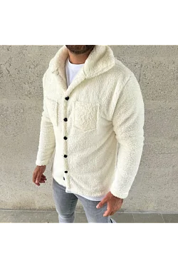 Erkek Pelüş Polar Hırka Gömlek – Yakalı, İlik Düğmeli, Göğüs Cepli, Yumuşak Dokulu Kışlık Regular Fit Rahat Günlük Model - Beyaz Erkek Pelüş Polar Hırka Gömlek – Yakalı, İlik Düğmeli, Göğüs Cepli, Yumuşak Dokulu Kışlık Regular Fit Rahat Günlük Model - Beyaz