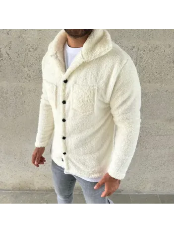 Erkek Pelüş Polar Hırka Gömlek – Yakalı, İlik Düğmeli, Göğüs Cepli, Yumuşak Dokulu Kışlık Regular Fit Rahat Günlük Model - Beyaz Erkek Pelüş Polar Hırka Gömlek – Yakalı, İlik Düğmeli, Göğüs Cepli, Yumuşak Dokulu Kışlık Regular Fit Rahat Günlük Model - Beyaz