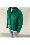 Erkek Pelüş Polar Hırka Gömlek – Yakalı, İlik Düğmeli, Göğüs Cepli, Yumuşak Dokulu Kışlık Regular Fit Rahat Günlük Model - Çimen Yeşili
