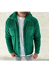 Erkek Pelüş Polar Hırka Gömlek – Yakalı, İlik Düğmeli, Göğüs Cepli, Yumuşak Dokulu Kışlık Regular Fit Rahat Günlük Model - Çimen Yeşili