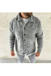 Erkek Pelüş Polar Hırka Gömlek – Yakalı, İlik Düğmeli, Göğüs Cepli, Yumuşak Dokulu Kışlık Regular Fit Rahat Günlük Model - Gri