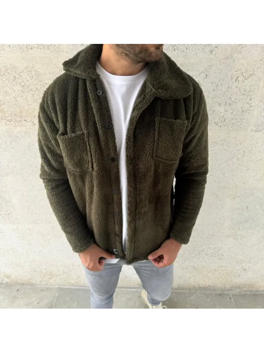 Erkek Pelüş Polar Hırka Gömlek – Yakalı, İlik Düğmeli, Göğüs Cepli, Yumuşak Dokulu Kışlık Regular Fit Rahat Günlük Model - Haki Erkek Pelüş Polar Hırka Gömlek – Yakalı, İlik Düğmeli, Göğüs Cepli, Yumuşak Dokulu Kışlık Regular Fit Rahat Günlük Model - Haki