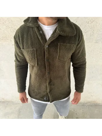 Erkek Pelüş Polar Hırka Gömlek – Yakalı, İlik Düğmeli, Göğüs Cepli, Yumuşak Dokulu Kışlık Regular Fit Rahat Günlük Model - Haki Erkek Pelüş Polar Hırka Gömlek – Yakalı, İlik Düğmeli, Göğüs Cepli, Yumuşak Dokulu Kışlık Regular Fit Rahat Günlük Model - Haki