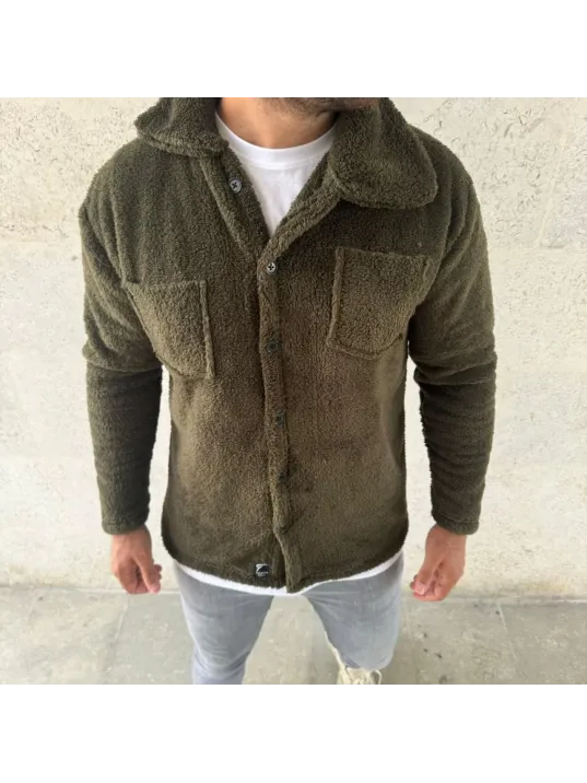 Erkek Pelüş Polar Hırka Gömlek – Yakalı, İlik Düğmeli, Göğüs Cepli, Yumuşak Dokulu Kışlık Regular Fit Rahat Günlük Model - Haki Erkek Pelüş Polar Hırka Gömlek – Yakalı, İlik Düğmeli, Göğüs Cepli, Yumuşak Dokulu Kışlık Regular Fit Rahat Günlük Model - Haki