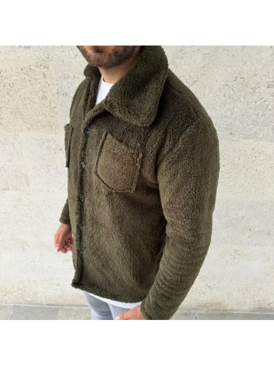 Erkek Pelüş Polar Hırka Gömlek – Yakalı, İlik Düğmeli, Göğüs Cepli, Yumuşak Dokulu Kışlık Regular Fit Rahat Günlük Model - Haki Erkek Pelüş Polar Hırka Gömlek – Yakalı, İlik Düğmeli, Göğüs Cepli, Yumuşak Dokulu Kışlık Regular Fit Rahat Günlük Model - Haki