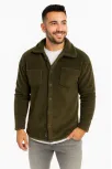 Erkek Pelüş Polar Hırka Gömlek – Yakalı, İlik Düğmeli, Göğüs Cepli, Yumuşak Dokulu Kışlık Regular Fit Rahat Günlük Model - Haki