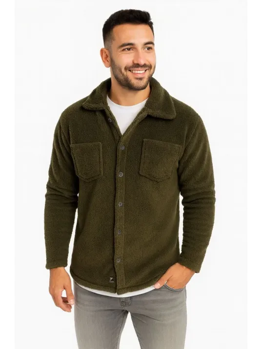 Erkek Pelüş Polar Hırka Gömlek – Yakalı, İlik Düğmeli, Göğüs Cepli, Yumuşak Dokulu Kışlık Regular Fit Rahat Günlük Model - Haki Erkek Pelüş Polar Hırka Gömlek – Yakalı, İlik Düğmeli, Göğüs Cepli, Yumuşak Dokulu Kışlık Regular Fit Rahat Günlük Model - Haki