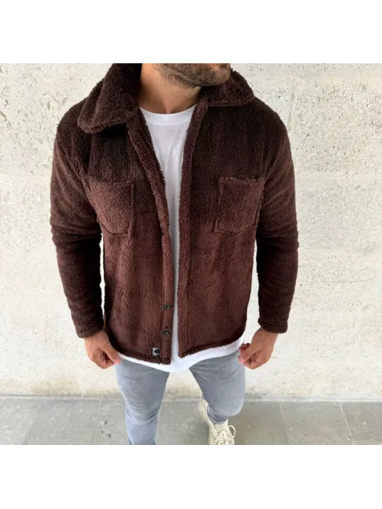 Erkek Pelüş Polar Hırka Gömlek – Yakalı, İlik Düğmeli, Göğüs Cepli, Yumuşak Dokulu Kışlık Regular Fit Rahat Günlük Model - Kahverengi Erkek Pelüş Polar Hırka Gömlek – Yakalı, İlik Düğmeli, Göğüs Cepli, Yumuşak Dokulu Kışlık Regular Fit Rahat Günlük Model - Kahverengi