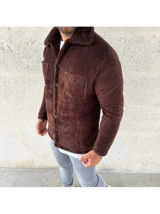Erkek Pelüş Polar Hırka Gömlek – Yakalı, İlik Düğmeli, Göğüs Cepli, Yumuşak Dokulu Kışlık Regular Fit Rahat Günlük Model - Kahverengi Erkek Pelüş Polar Hırka Gömlek – Yakalı, İlik Düğmeli, Göğüs Cepli, Yumuşak Dokulu Kışlık Regular Fit Rahat Günlük Model - Kahverengi