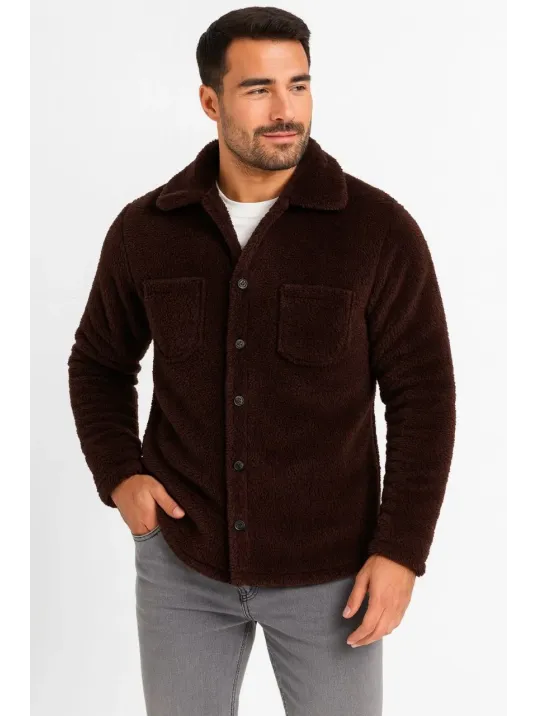 Erkek Pelüş Polar Hırka Gömlek – Yakalı, İlik Düğmeli, Göğüs Cepli, Yumuşak Dokulu Kışlık Regular Fit Rahat Günlük Model - Kahverengi Erkek Pelüş Polar Hırka Gömlek – Yakalı, İlik Düğmeli, Göğüs Cepli, Yumuşak Dokulu Kışlık Regular Fit Rahat Günlük Model - Kahverengi