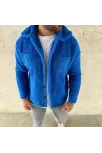 Erkek Pelüş Polar Hırka Gömlek – Yakalı, İlik Düğmeli, Göğüs Cepli, Yumuşak Dokulu Kışlık Regular Fit Rahat Günlük Model - Saks Mavisi