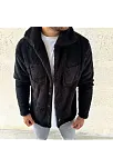 Erkek Pelüş Polar Hırka Gömlek – Yakalı, İlik Düğmeli, Göğüs Cepli, Yumuşak Dokulu Kışlık Regular Fit Rahat Günlük Model - Siyah