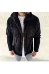 Erkek Pelüş Polar Hırka Gömlek – Yakalı, İlik Düğmeli, Göğüs Cepli, Yumuşak Dokulu Kışlık Regular Fit Rahat Günlük Model - Siyah