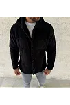 Erkek Pelüş Polar Hırka Gömlek – Yakalı, İlik Düğmeli, Göğüs Cepli, Yumuşak Dokulu Kışlık Regular Fit Rahat Günlük Model - Siyah