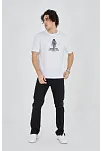 Erkek Baskılı T-shirt Kısa Kol Bisiklet Yaka Regular Fit Rahat Kalıp Günlük Tişört - Beyaz