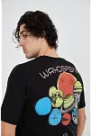 Erkek Baskılı T-shirt Kısa Kol Bisiklet Yaka Regular Fit Rahat Kalıp Günlük Tişört - Siyah