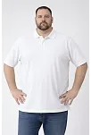 Erkek Pike Kumaş Düğmeli Yaka Battal Büyük Beden Günlük Kısa Kol Tişört T-shirt - Beyaz